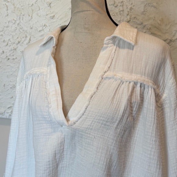 We The Free People Double Cloth Yucca Peasant Top Blouse White Sz S - Picture 4 of 8